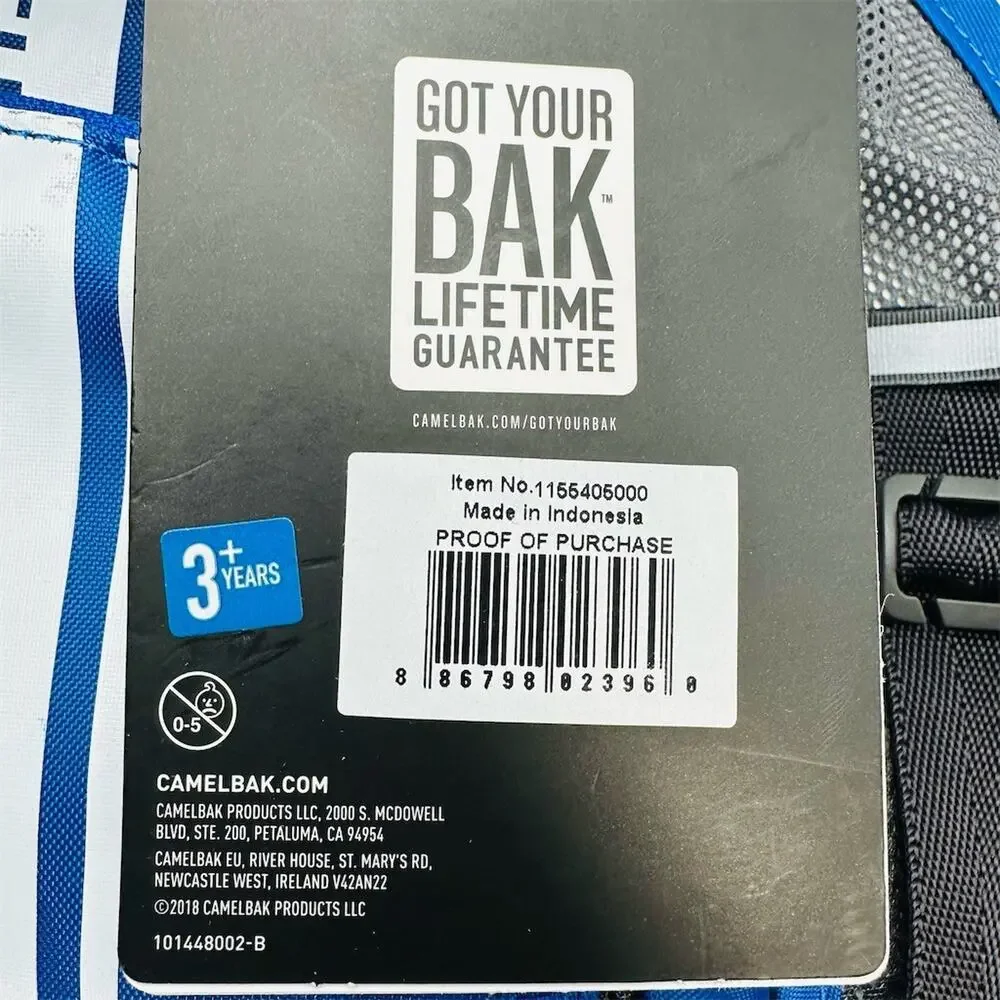 CamelBak Kids Mini M.U.L.E. Hydration Pack Backpack Blue White Stripe 50oz